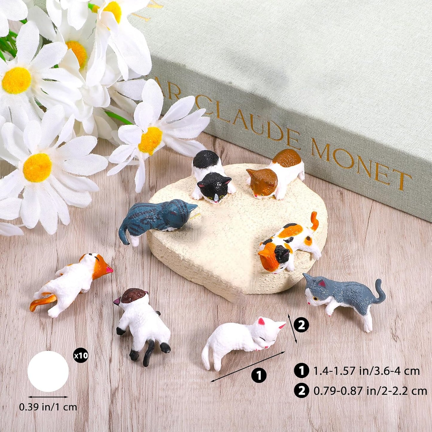 10 Pzas Accesorios Coche Gatito Mini Espejo Universal