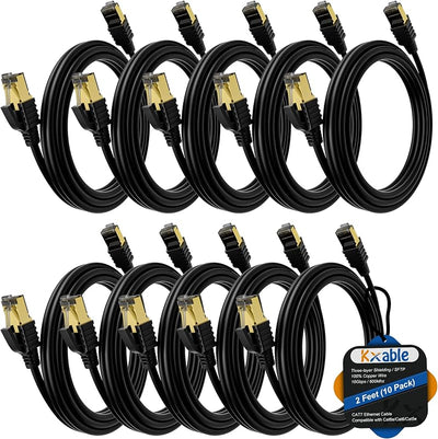 Cable Ethernet CAT7 2ft pack 10 10Gbps triple blindaje SFTP