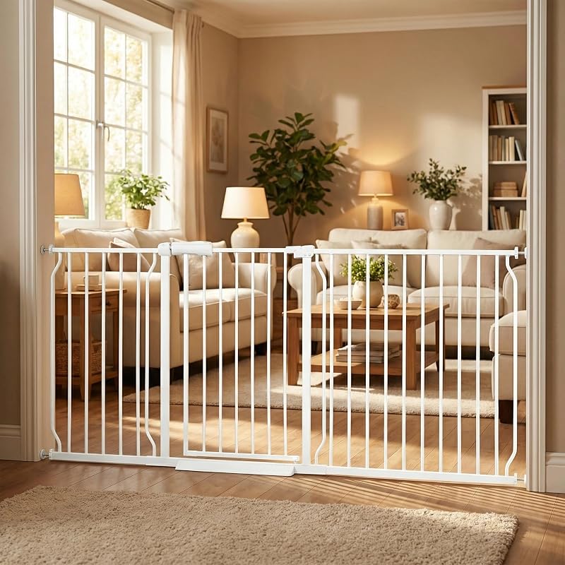 Puerta bebé ancha 71.5-76.3" sin taladro para mascotas