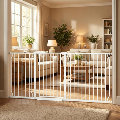 Puerta bebé ancha 71.5-76.3" sin taladro para mascotas