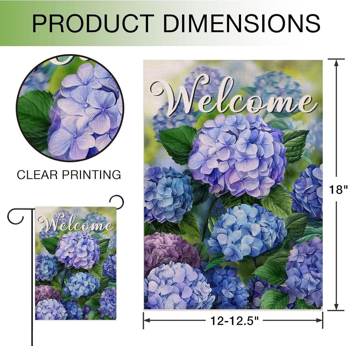 Bandera jardín flores primavera hortensias decoración