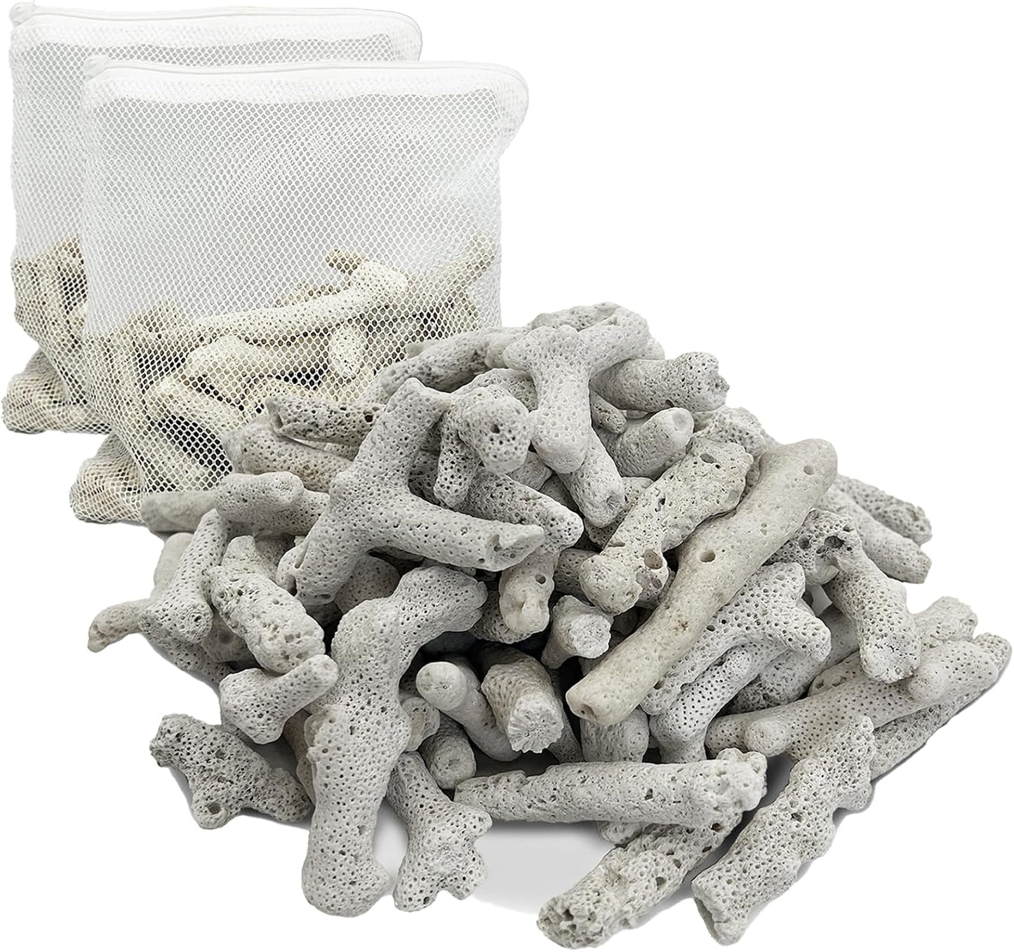 Coral triturado 2.2lb para acuario agua dulce con bolsa malla