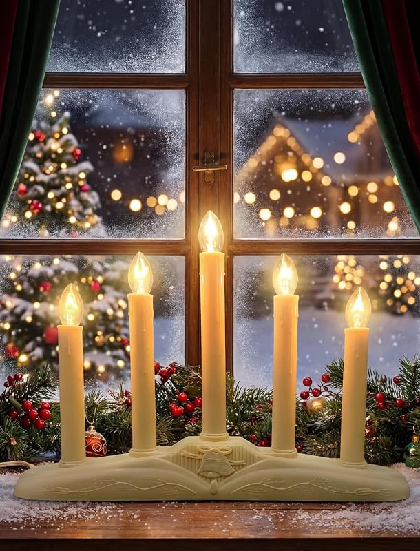 Velas LED Navidad con temporizador base marfil