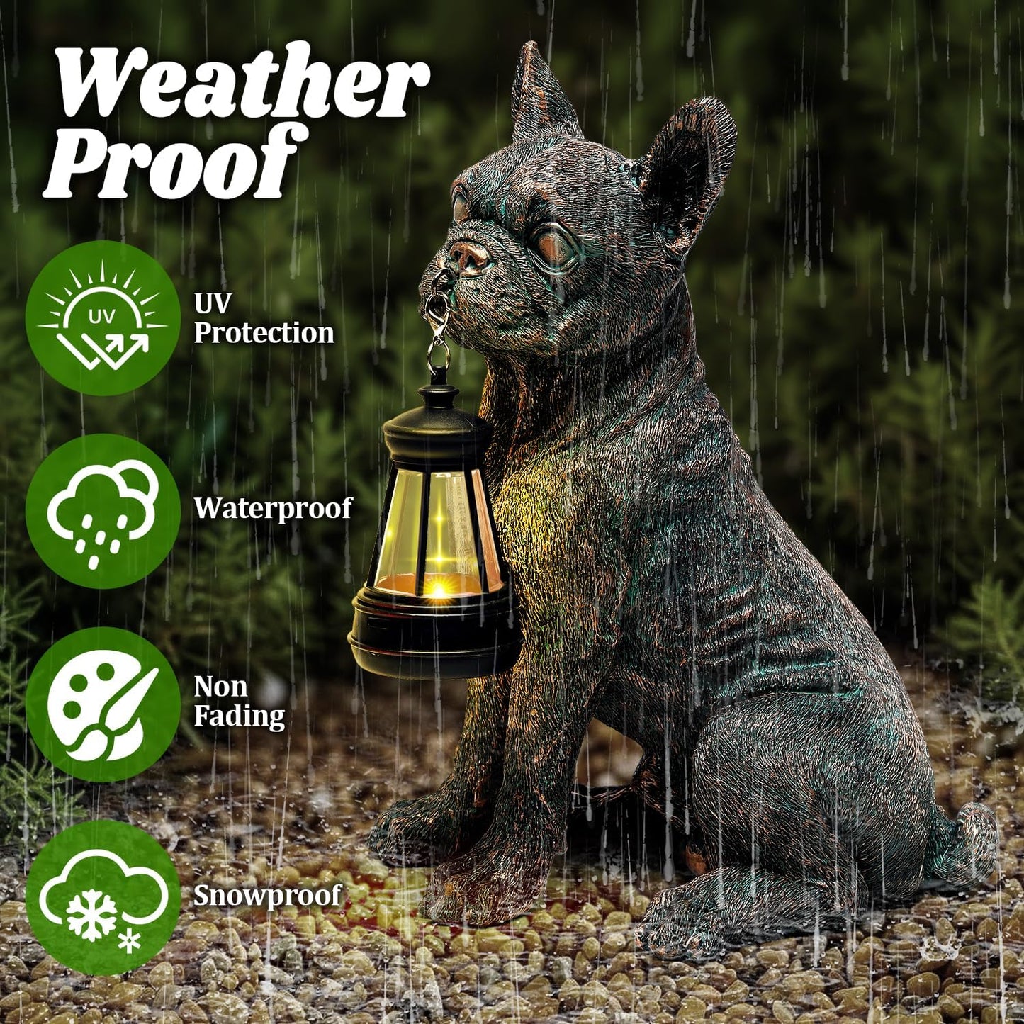 Estatua solar para perro farol decoración patio exterior