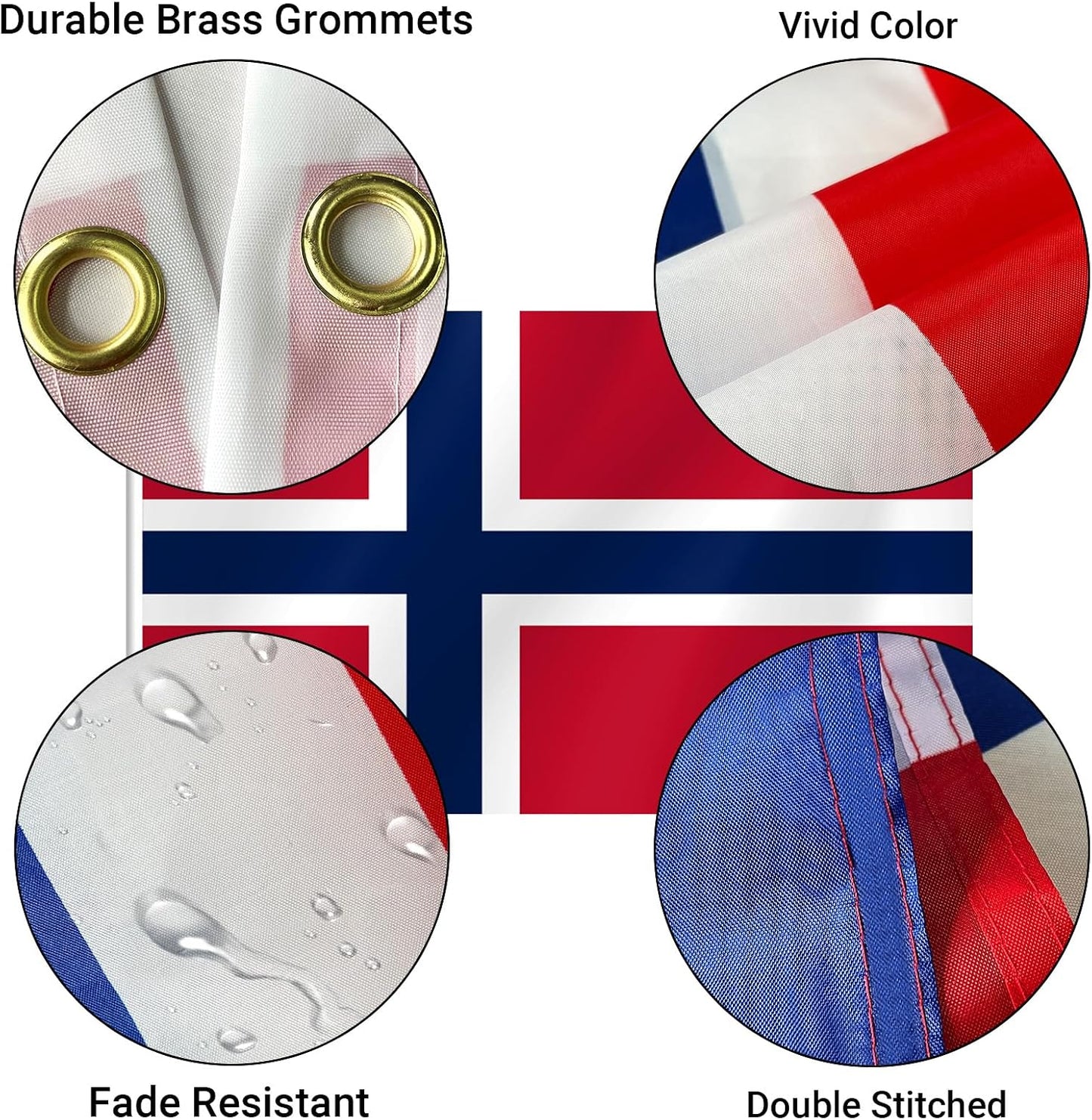 Bandera Noruega 3x5ft para fiestas desfiles eventos