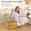 Cesta mimbre 65L plegable con forro metal dormitorio