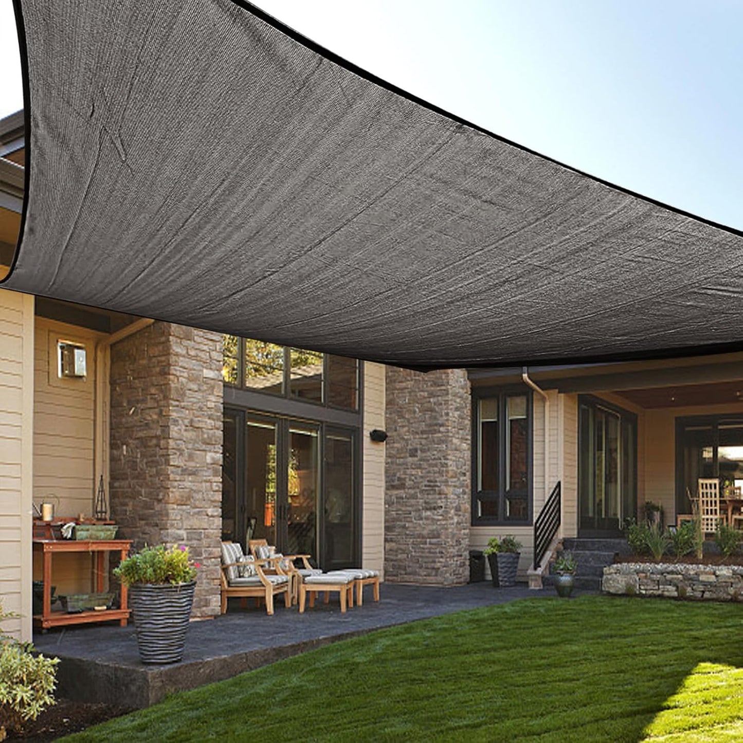 Toldo rectangular lona 12x16ft transpirable sombra gris