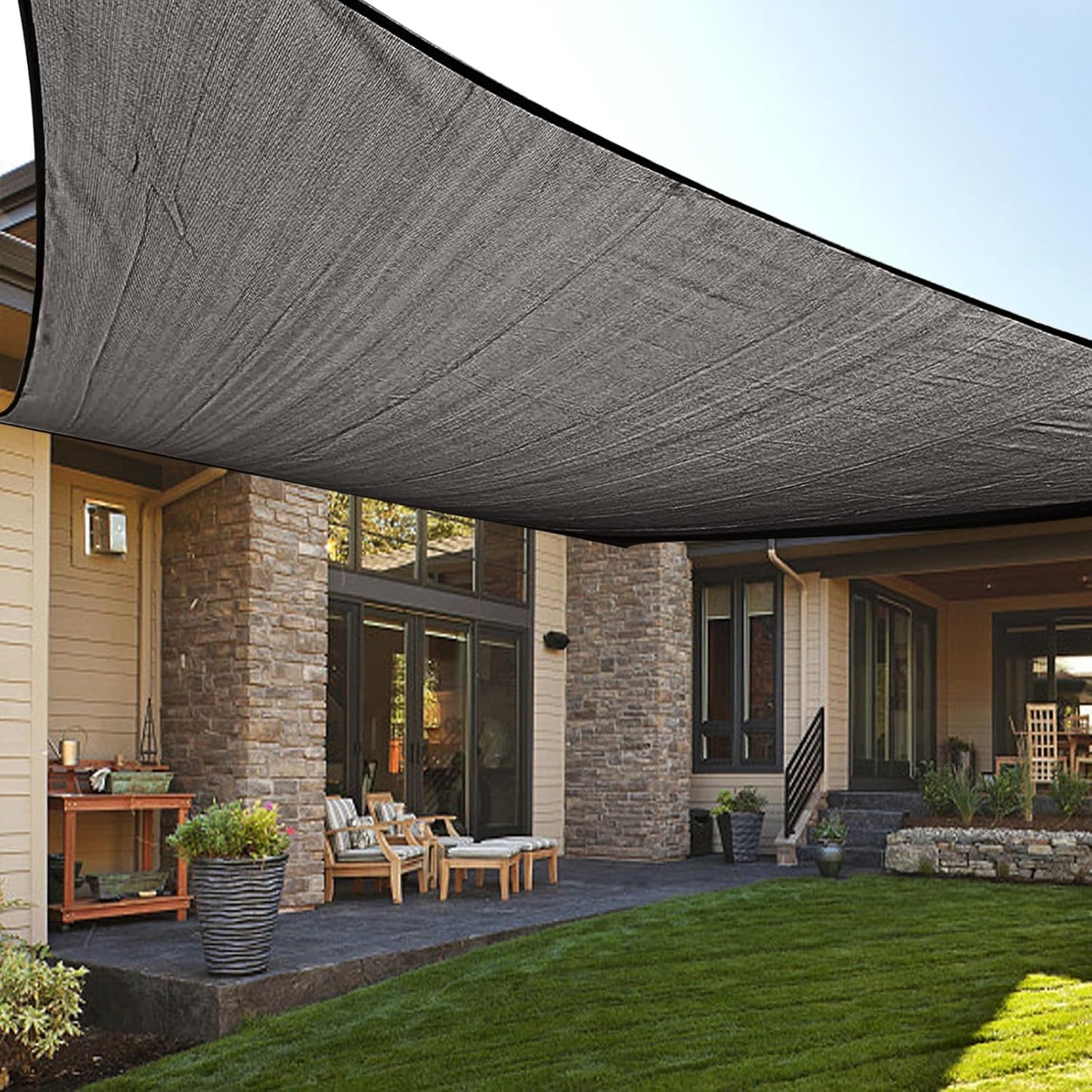 Toldo sombra solar rectangular gris oscuro 6.5x10" patio