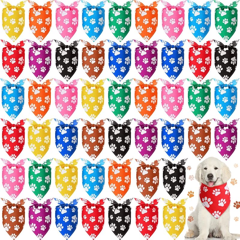 50 Bandanas Triangulares Perros 10 Colores Arco Iris