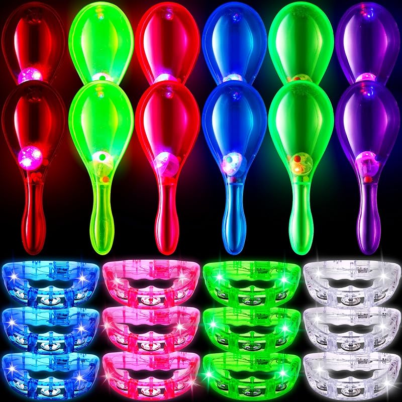 Pandereta con luz LED 24uds para fiesta ruidosa