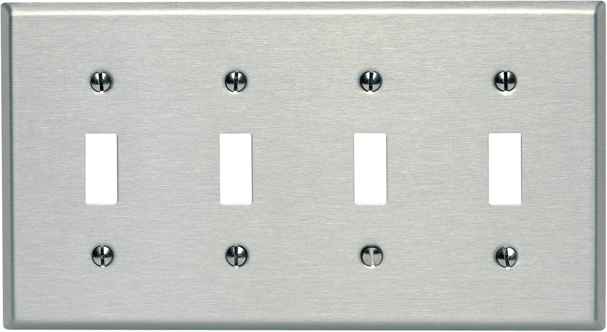 Placa pared interruptor palanca 4 segmentos acero inox