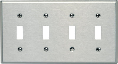 Placa pared interruptor palanca 4 segmentos acero inox