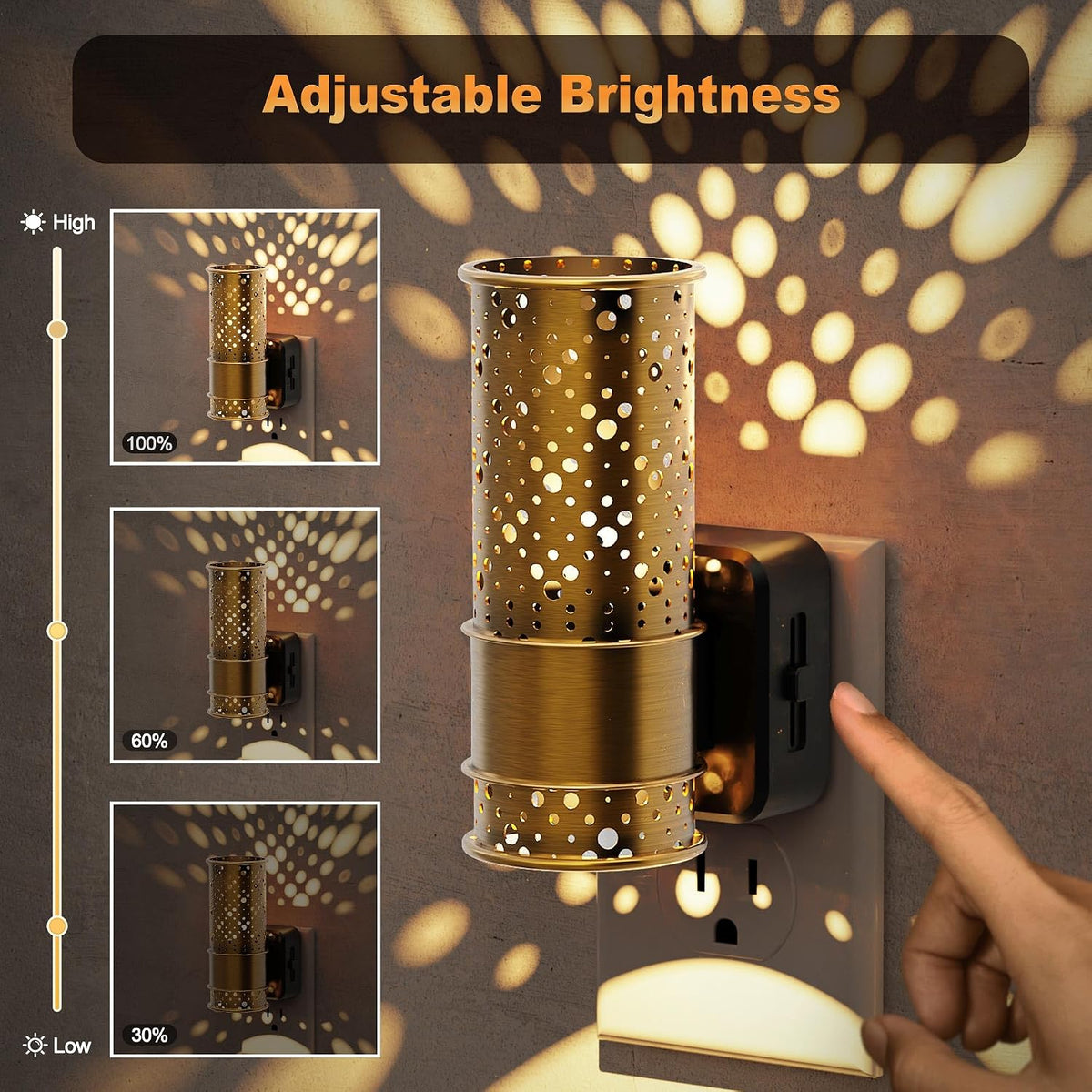 Luz nocturna enchufable pared sensor anochecer 3000k blanco cálido