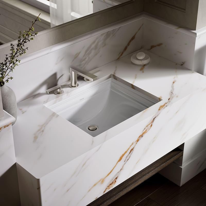 Lavabo rectangular 20pulg blanco para tocador vitreo