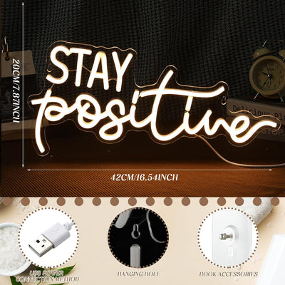 Letrero neón LED Stay Positive decoración pared habitación niña