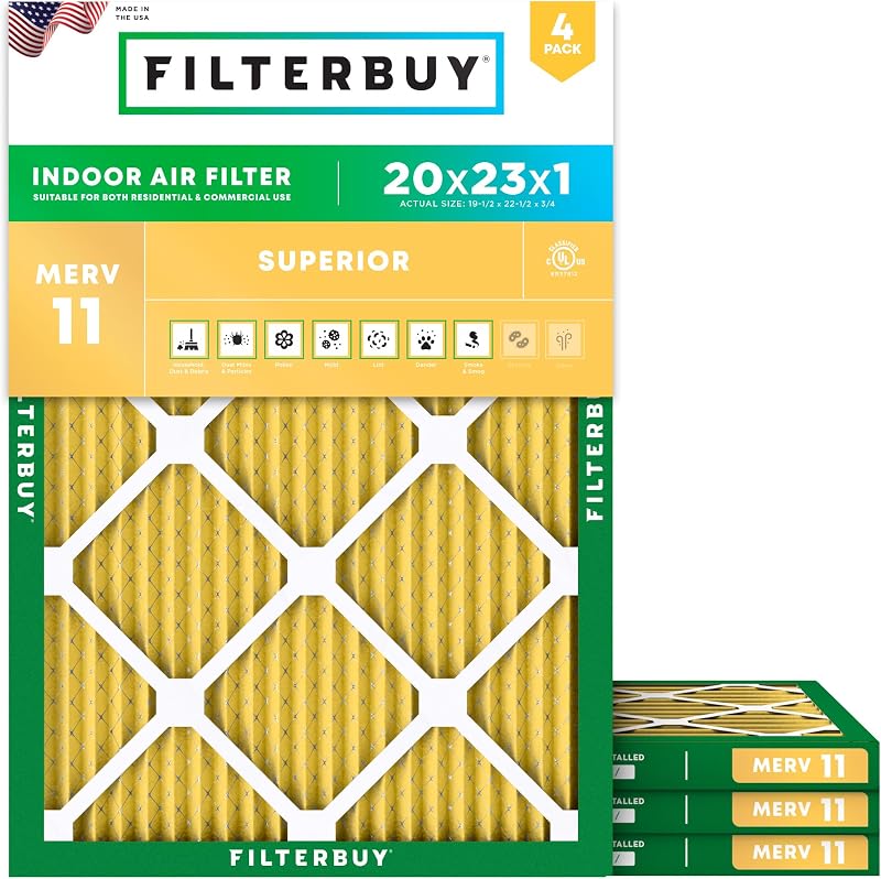Filtro aire MERV 11 20x23x1 plisado HVAC 4 pzas