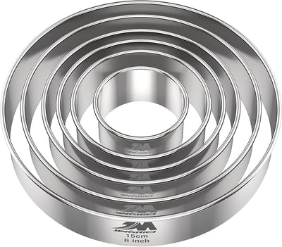Set 6 Cortadores Galletas Acero Inox 2-6pulg Redondos