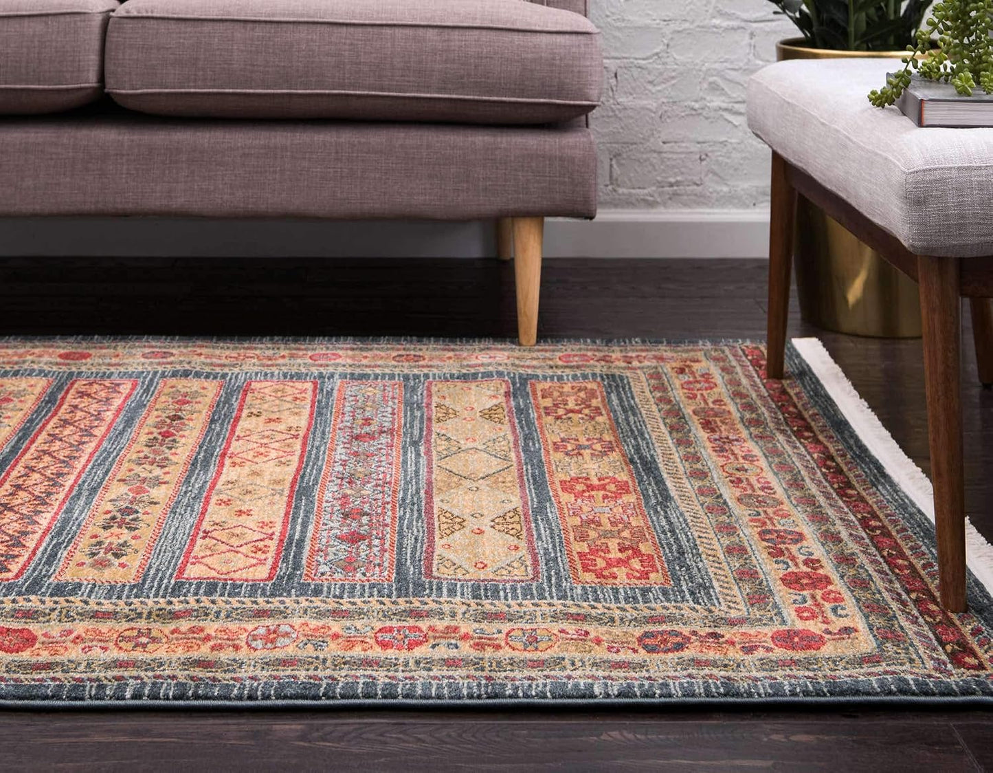 Tapete contemporáneo estampado tribal azul