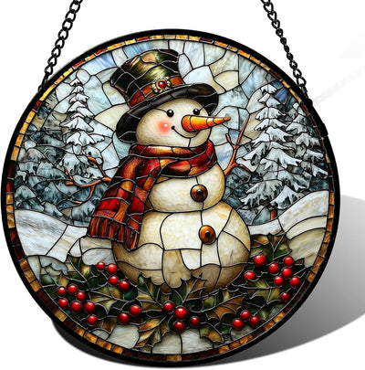 Atrapasol vidrio emplomado muñeco nieve decoración hogar