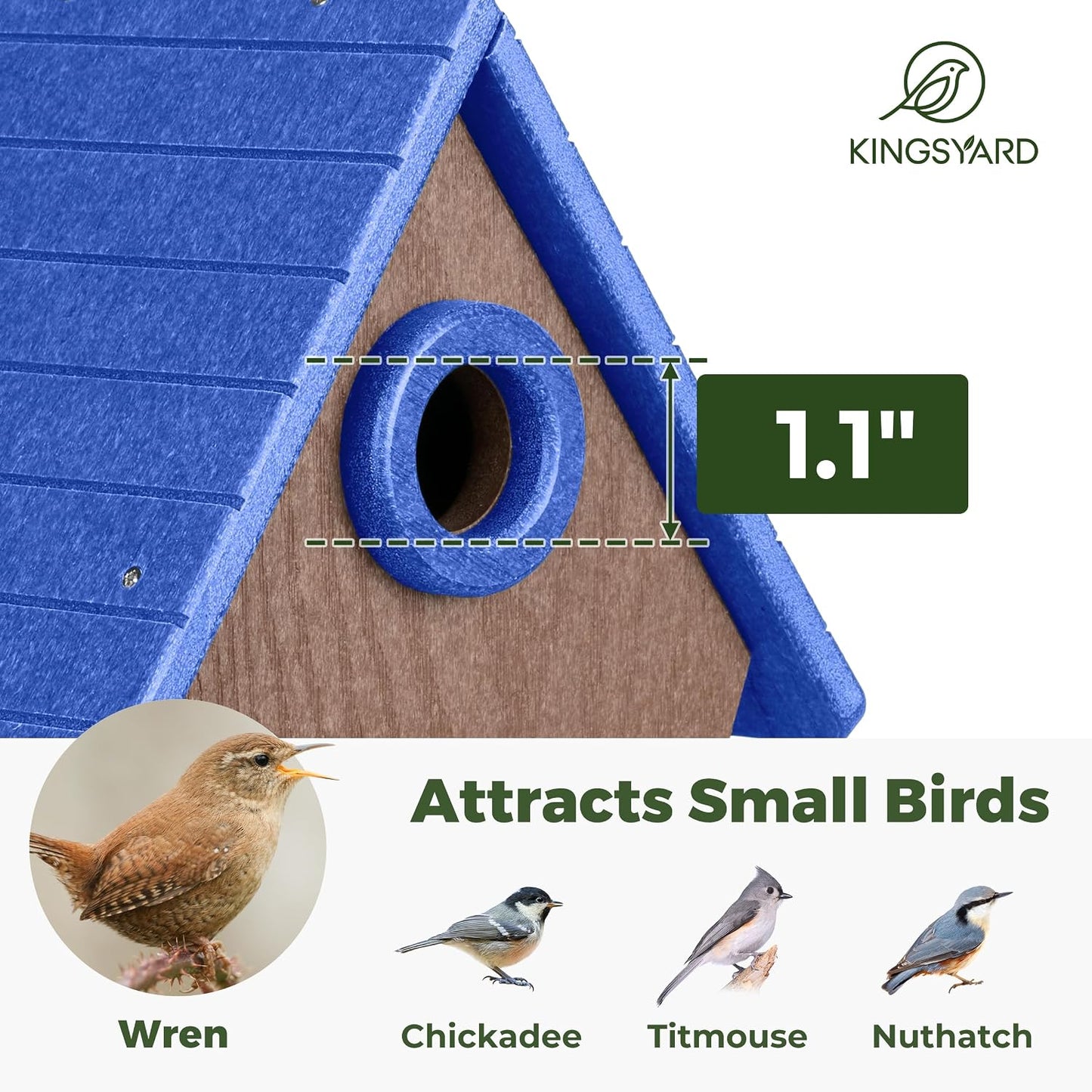 Casa pájaros plástico reciclado colgante con ventilaciones azul
