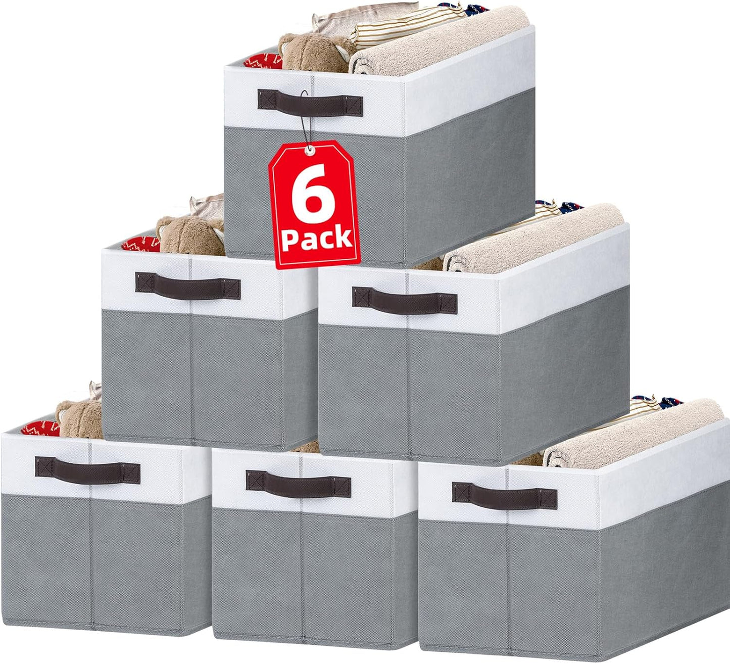 6 Pzas Cubos Organizadores con Asas para Dormitorio y Hogar