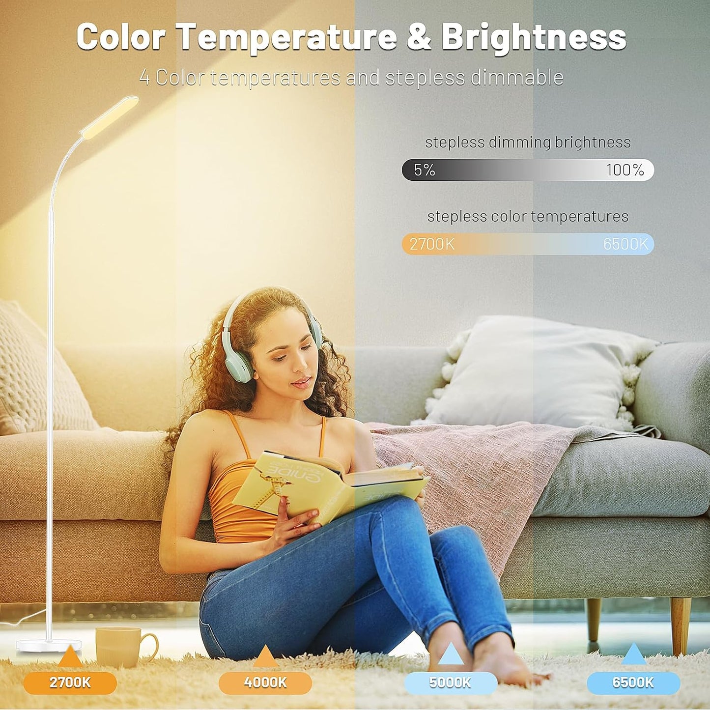 Lámpara LED regulable con control remoto 2700K-6500K