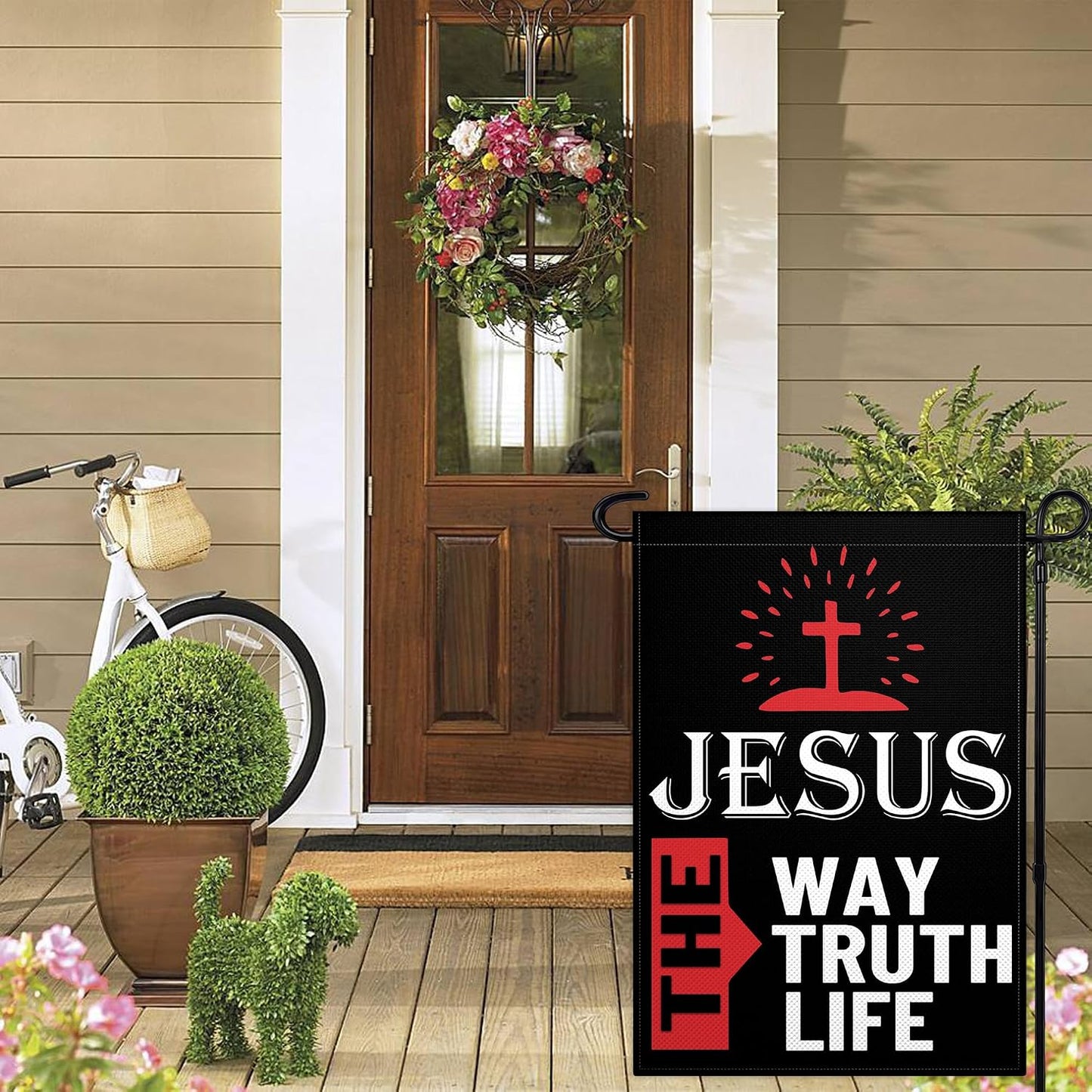 Bandera jardín doble cara 12x18pulg Jesús The Way Truth Life