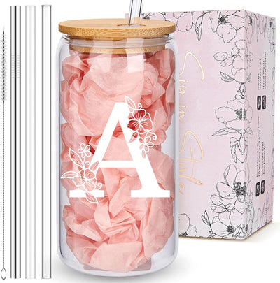 Vaso personalizado con monograma para mujer diseño inicial