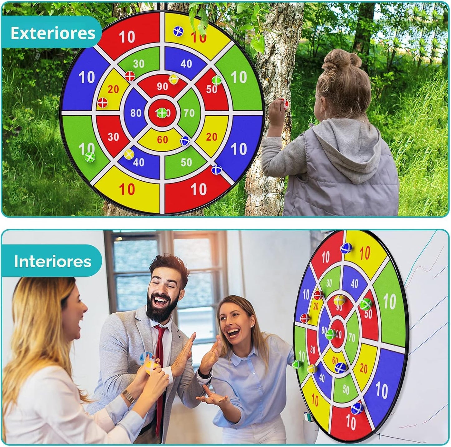Tablero dardos 29pulg para niños con bolas adhesivas