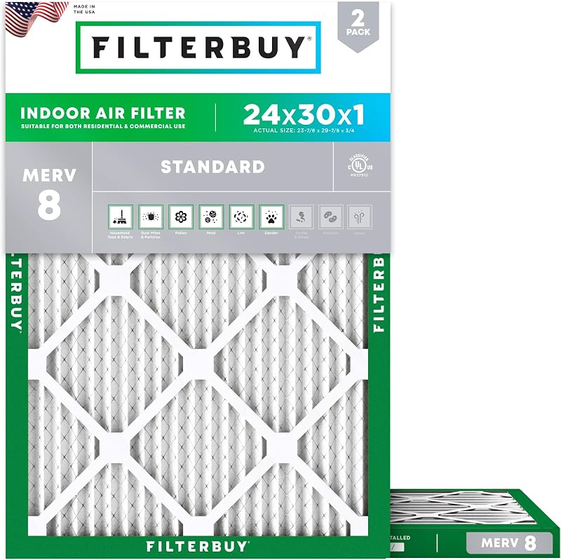 Filtro aire MERV 8 plisado HVAC 24x30x1 pack 2