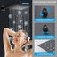 Set grifo ducha negro mate 12" cabezal lluvia cuadrado