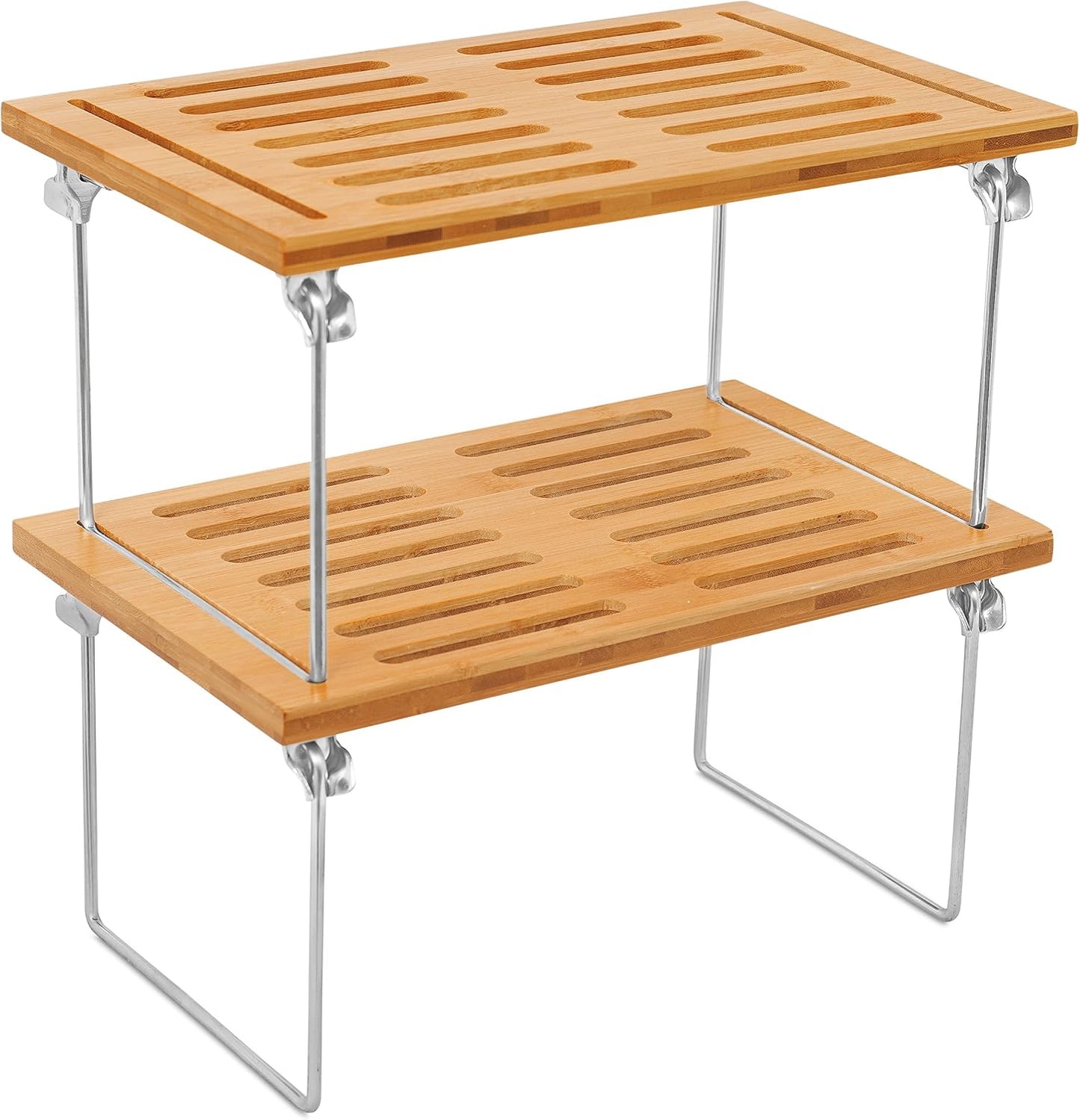 Estante apilable bambú organiz. cocina 2 niveles