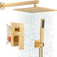 Set grifo ducha dorado sistema lluvia manijas pared