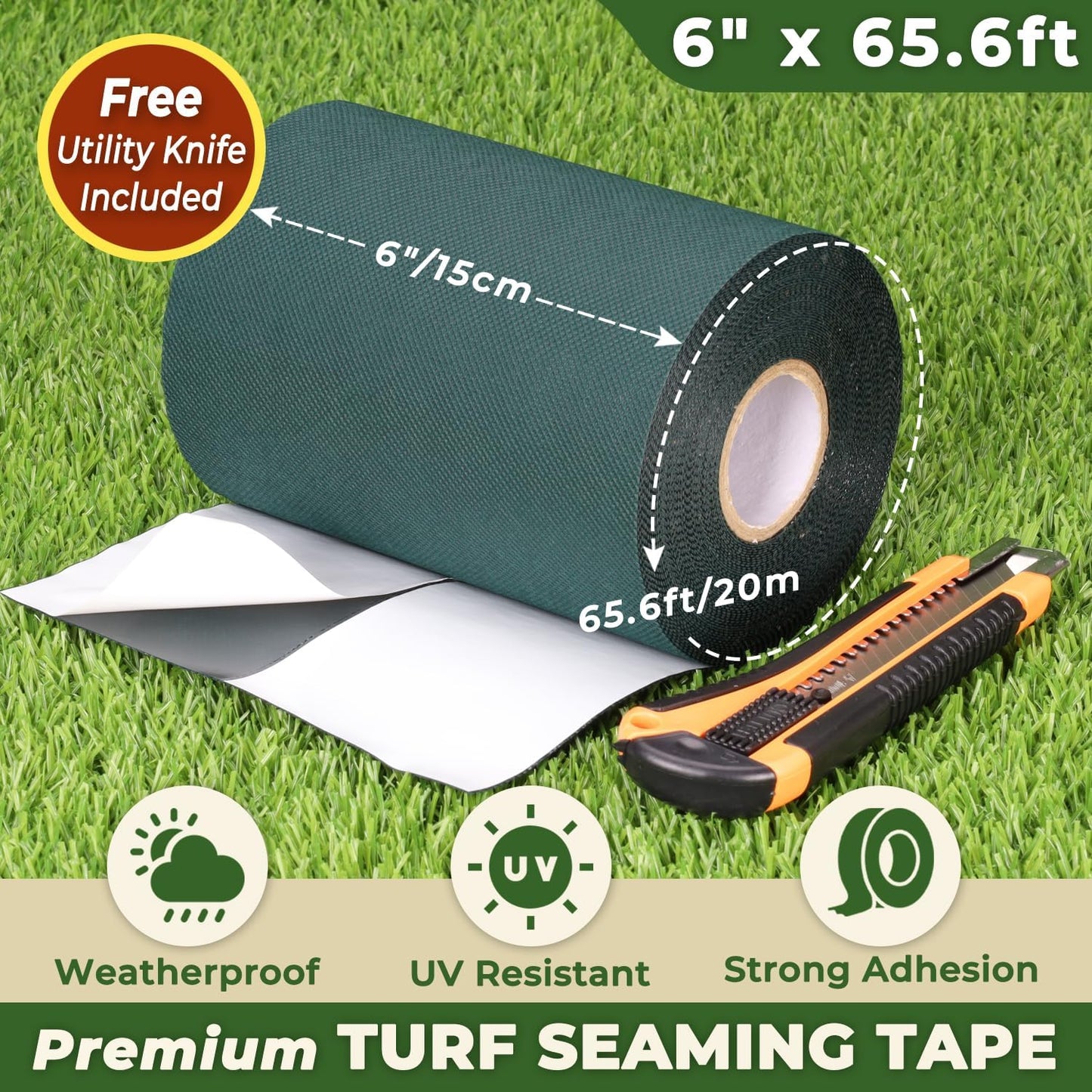 Cinta autoadhesiva para césped artificial 6x65.6pulg