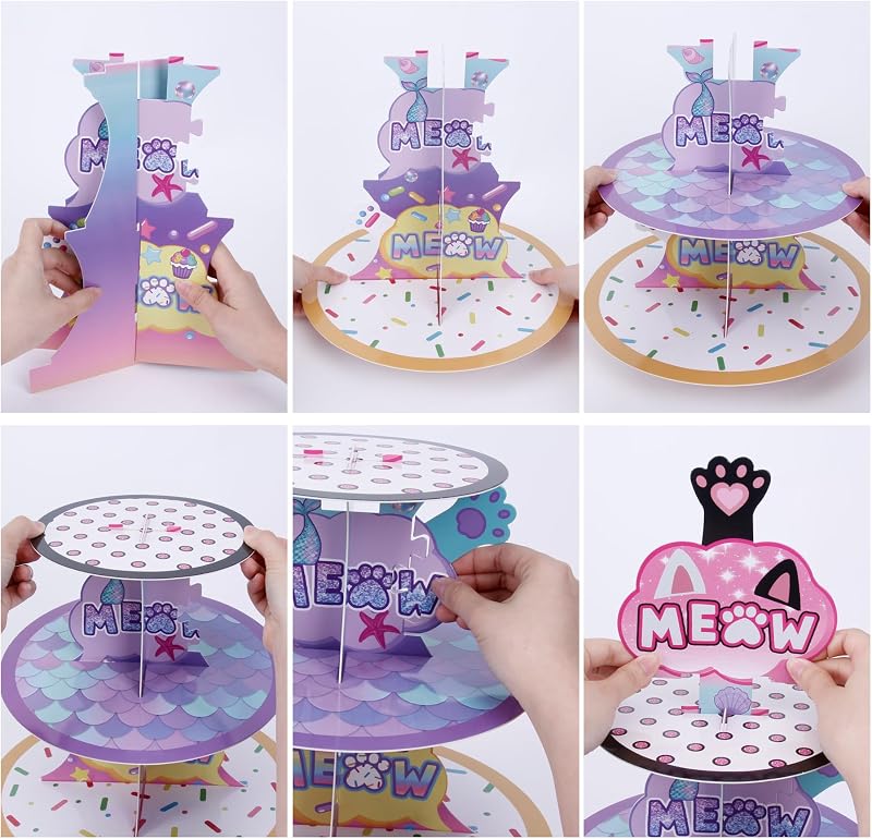 Soporte cupcakes 3 niveles temática gatos 2uds