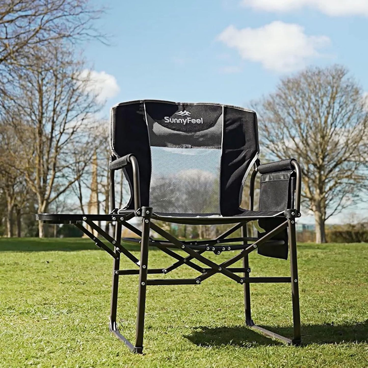 Silla director camping gran tamaño plegable con mesa lateral