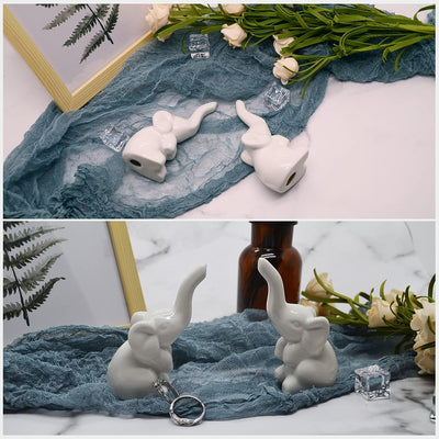 2 Soportes Cerámica Almacenamiento Joyas Blanco