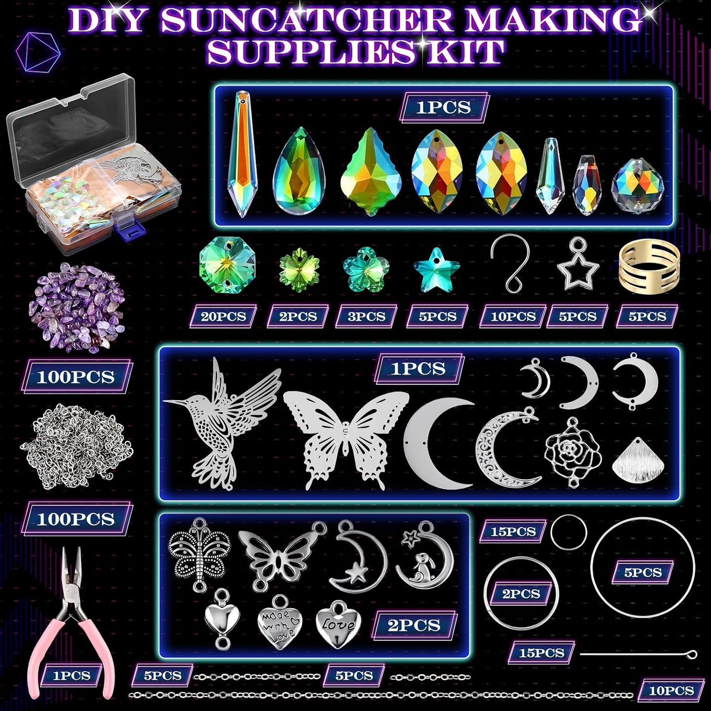 Kit 400pzas atrapasoles DIY para decorar ventanas hogar boda