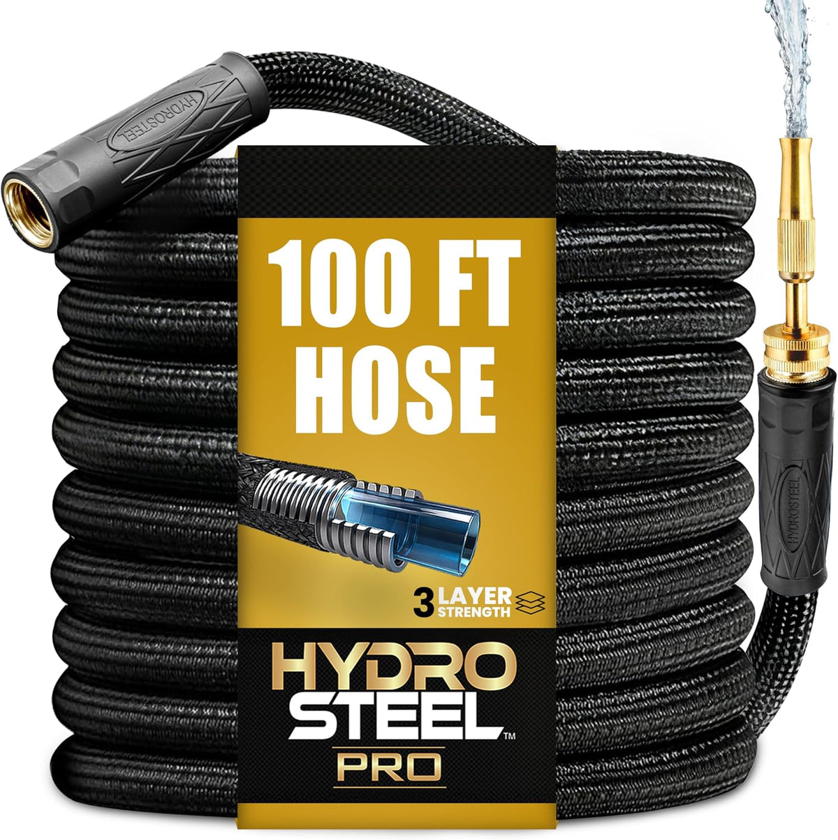 Manguera jardín acero inox 304 100ft con boquilla