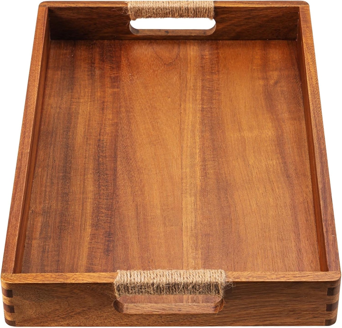 Bandeja acacia 16.5x12pulg asas para comida y decoración