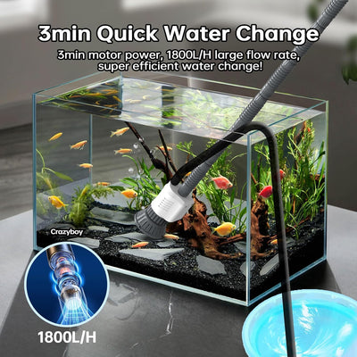 Limpiador grava acuario 6en1 con motor ajustable 30W