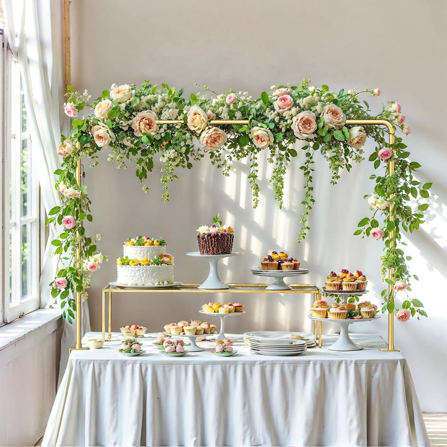 Soporte barra mesa abrazaderas globos flores 33-93pulg