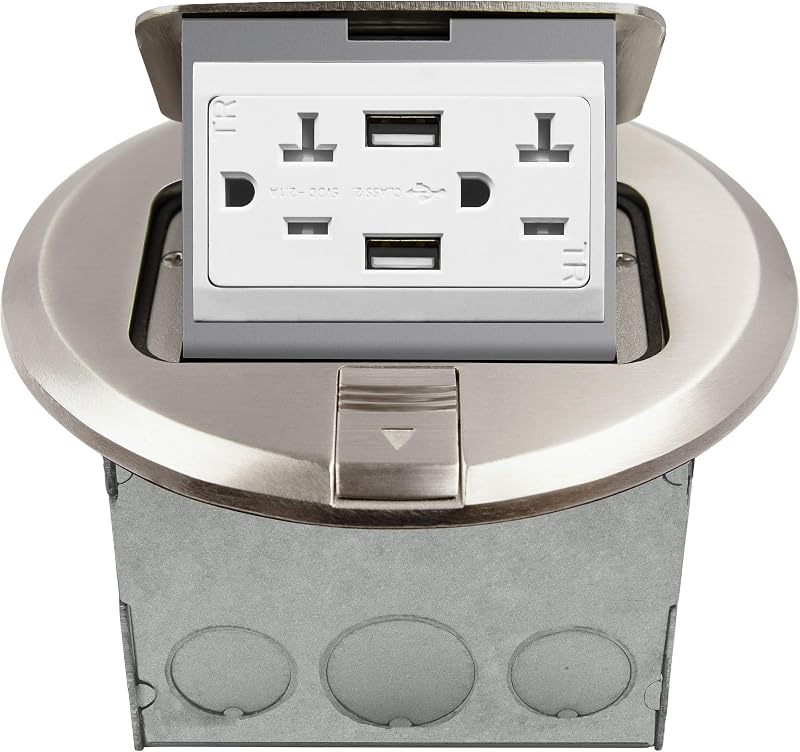 Caja piso redonda 6pulg USB 20A junta hermética
