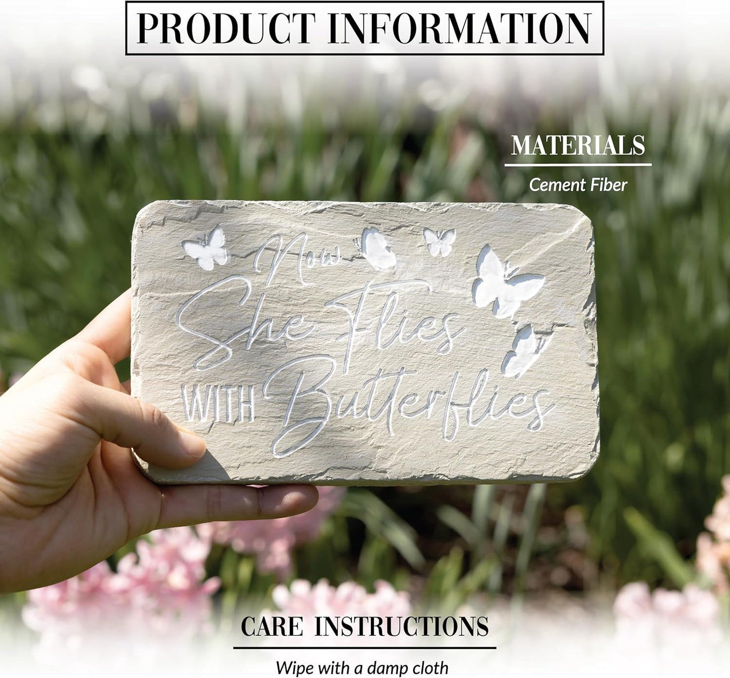 Placa piedra mariposas 7" interior exterior duelo memoria