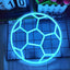 Letrero neón pelota fútbol azul hielo 12x12pulg