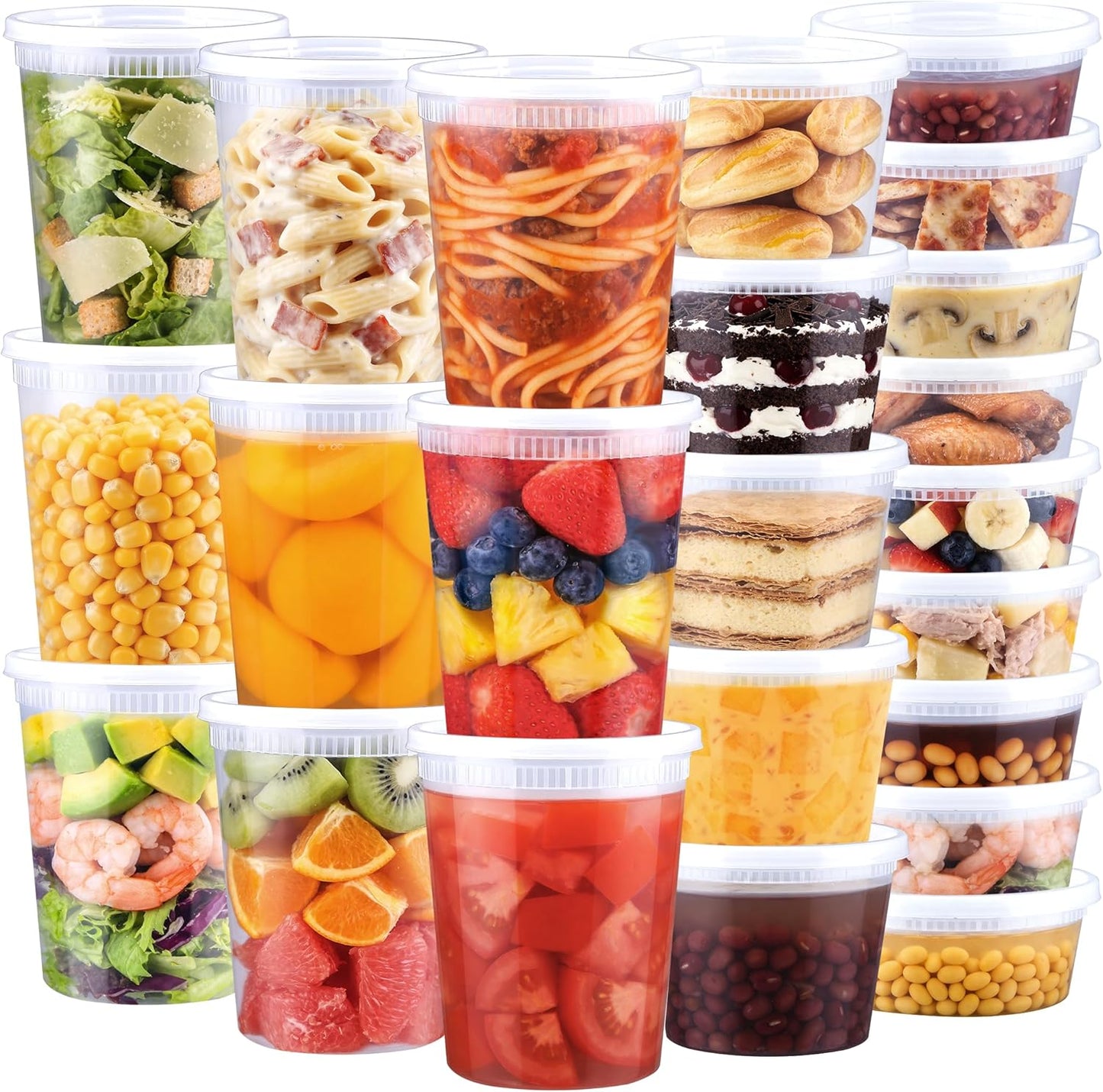 Set 60 Recipientes Alimentos Plástico Sin BPA 32/16/8oz