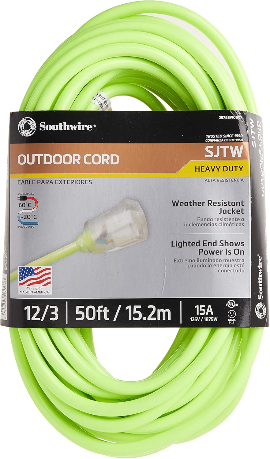 Cable extensión 50ft 12 conductores SJTW verde