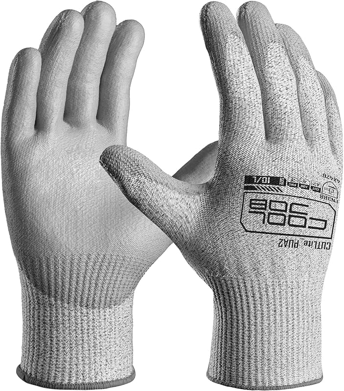 12/120 Pares Guantes Trabajo Revestimiento PU ANSI A2 A4 A6