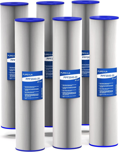 Paquete de 6 cartuchos de filtro de sedimentos 20 x 4.5 pulgadas para toda la casa