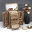 Caja joyas madera rústica con espejo 4 niveles marrón